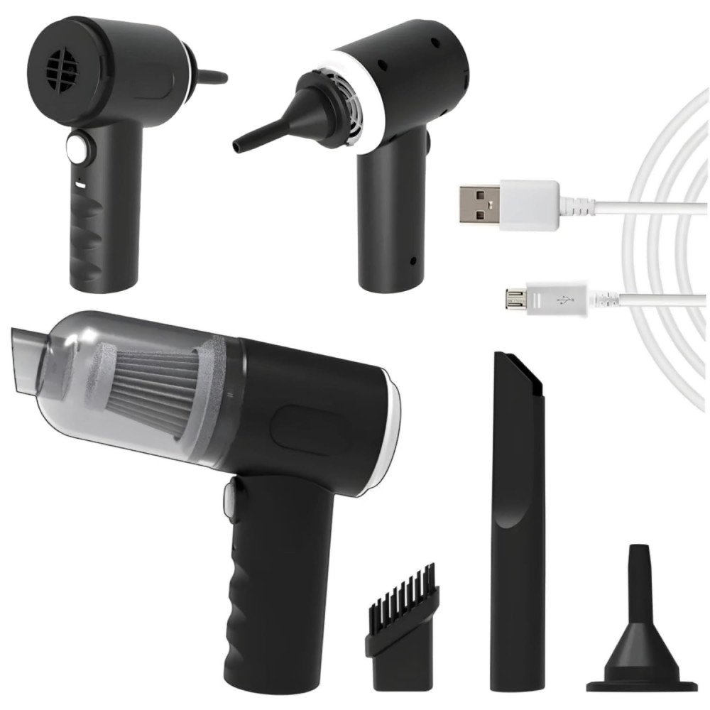 Car Vacuum Cleaner 2 in 1 with 3 Attachments & Blower | Cordless Handheld Vacuum Cleaner for Wet & Dry Cleaning for Home/Office/Car/Keyboard/Travel/Sofa/Office (BBlack)