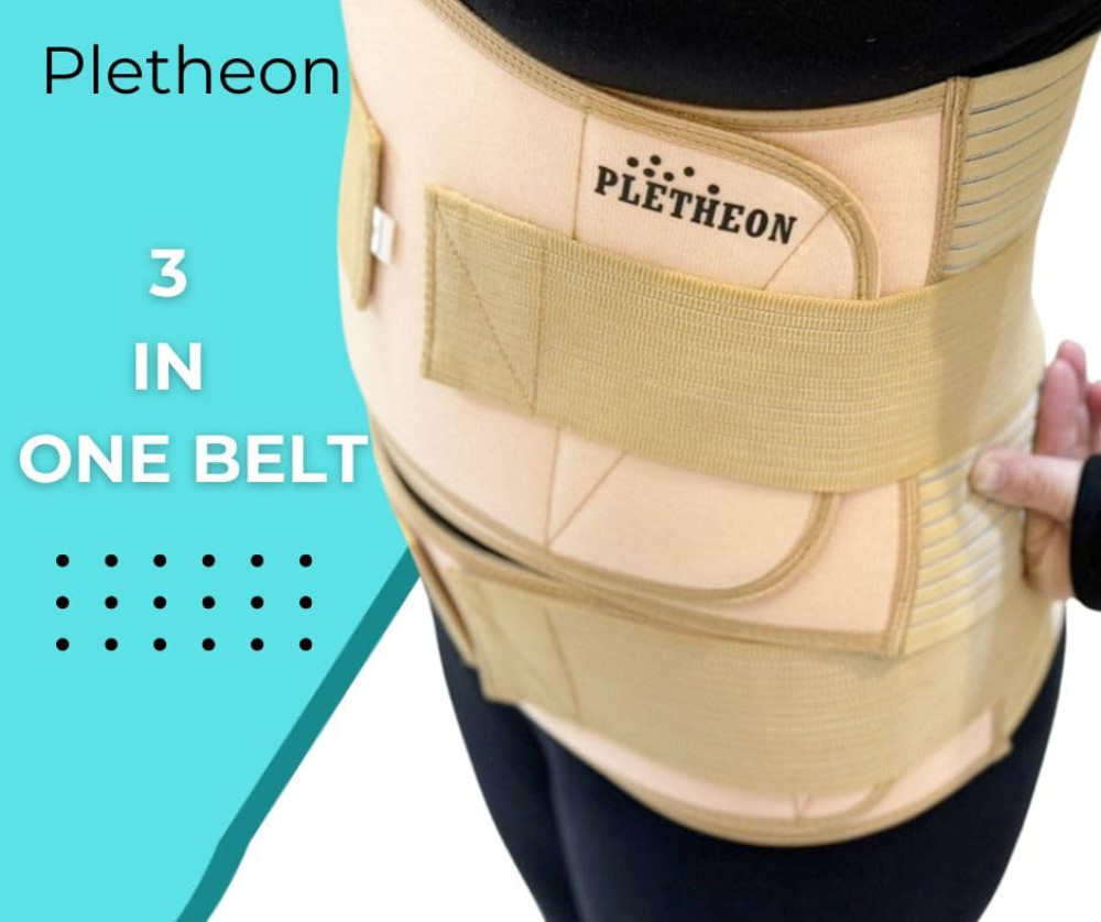 M-ved  3-In-1 Post Pregnancy Abdominal Belt After Delivery Waist & Pelvis Slimming Shapewear Tummy Reduction Free Size (Polyester & spandex,Fit From 30 Inch To 46 Inches Of Waist)