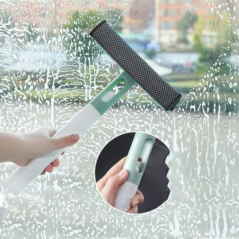 M-ved 3 in 1 Window Glass Spray Brush for Home Cleaner - Multifunctional Double-Sided Wiper & Sprayer for Mirror Glass Cleaning in Bathroom, Office, Car