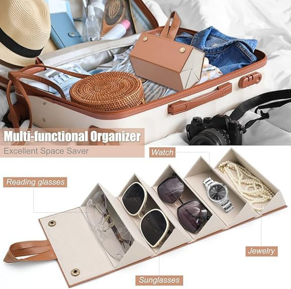 Sunglasses Organizer with Slots, Travel Glasses Case Storage Portable Sunglasses Storage Case Bag Foldable Eyeglasses Holder Box, Eyewear Display Containers for Men & Women