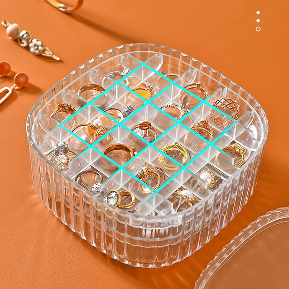 Jewelry Organizer Box, Acrylic Earring Organizer Jewelry Box with Compartment Tray, Clear Display Storage Box for Rings Bracelet Necklaces, 3 Layer Travel Jewelry Case Gift for Women Girls