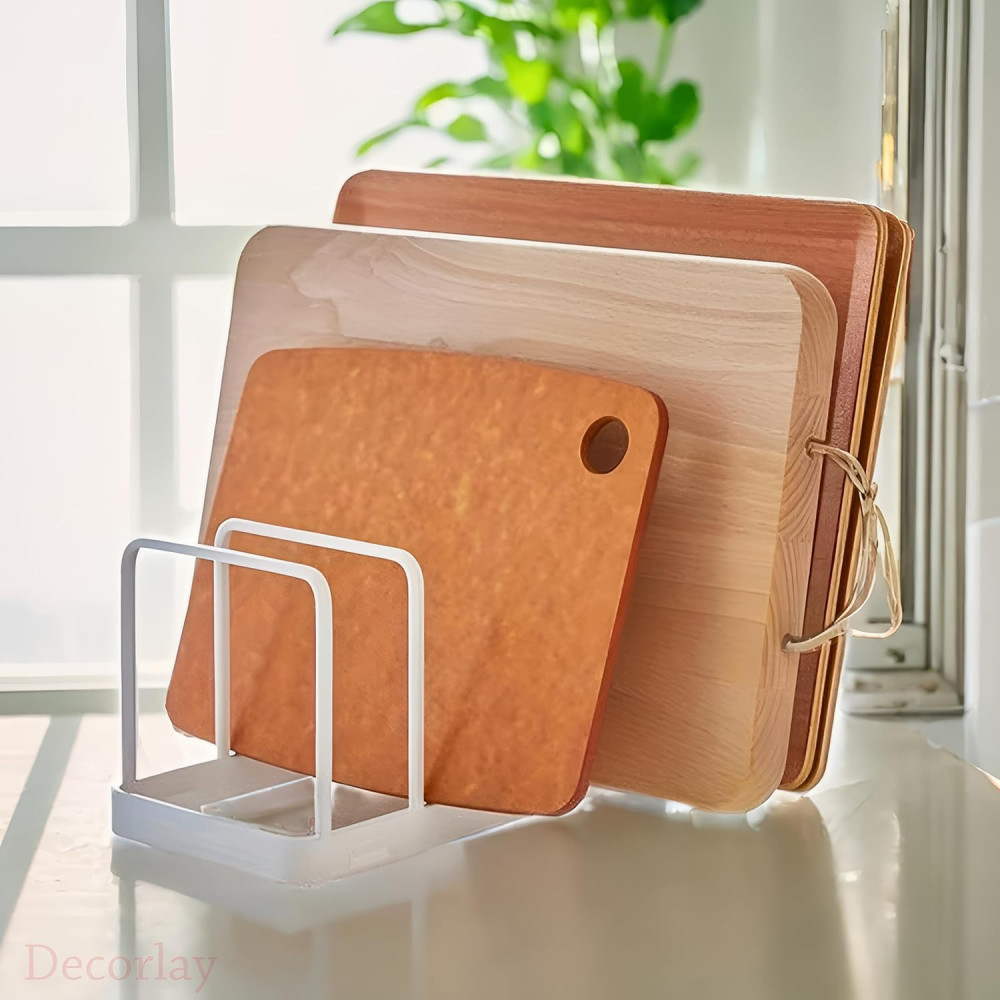 Multipurpose Kitchen Plate Stand Dish Pan-Pot Lid Utensils Holder Space Saving Chopping Board Holder Corner Shelf Rack Cabinet Organizer (White, Pack of 2)