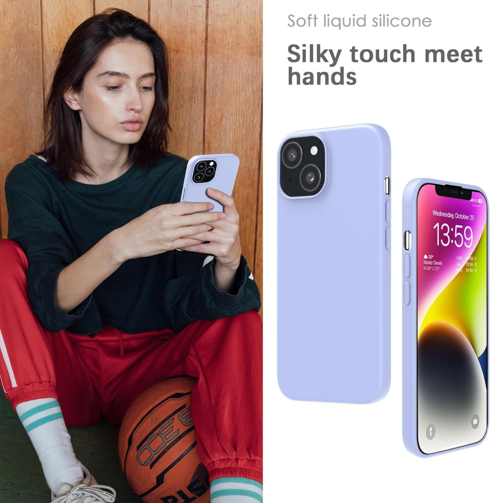 M-ved Silicone Back Case for iPhone 13, Soft-Touch Phone Back Cover for Apple iPhone 13 -light blue