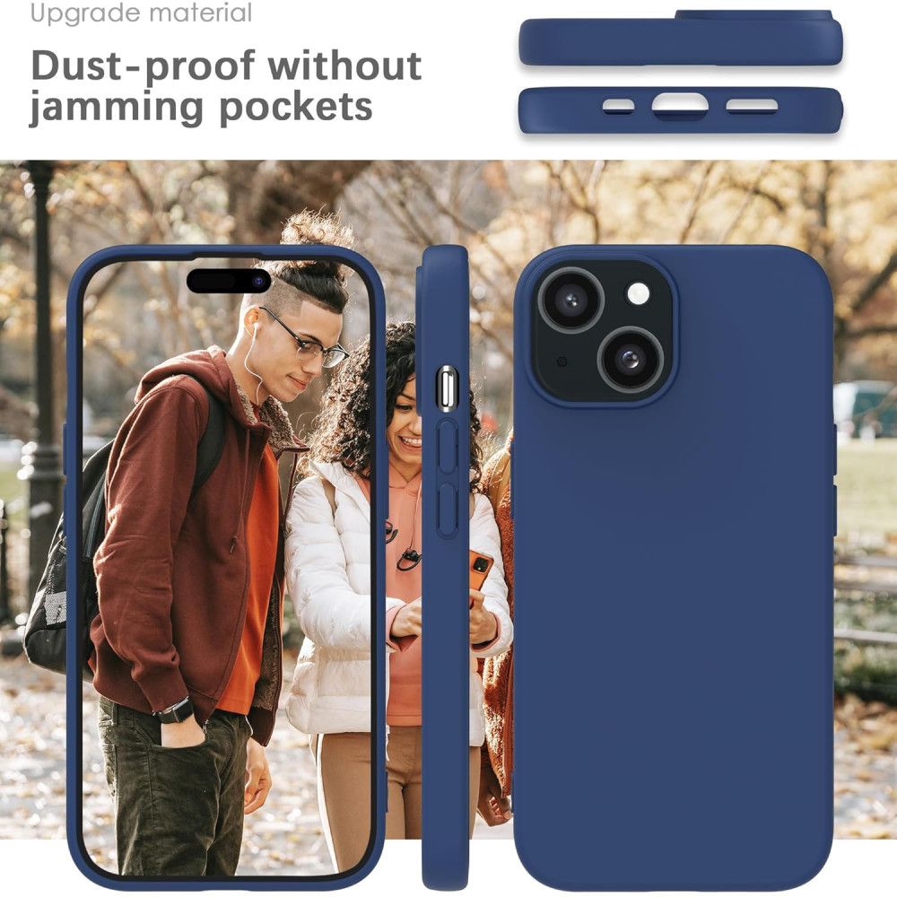 M-ved Silicone Back Case for iPhone 13, Soft-Touch Phone Back Cover for Apple iPhone 13 -dark blue