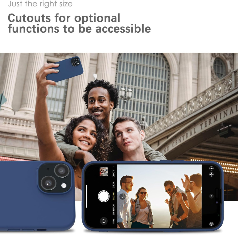 M-ved Silicone Back Case for iPhone 13, Soft-Touch Phone Back Cover for Apple iPhone 13 -dark blue