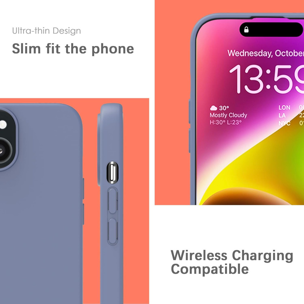 M-ved Silicone Back Case for iPhone 13, Soft-Touch Phone Back Cover for Apple iPhone 13 -purple