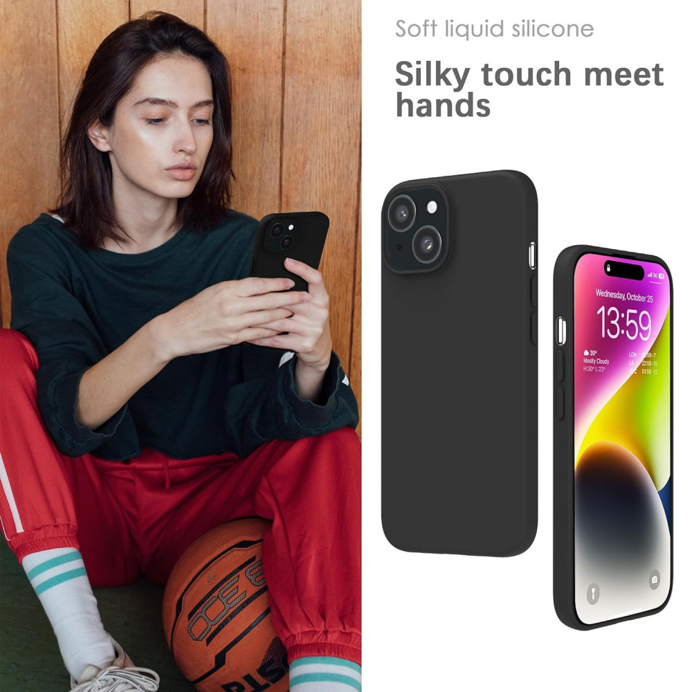 M-ved Silicone Back Case for iPhone 13, Soft-Touch Phone Back Cover for Apple iPhone 13 -blck