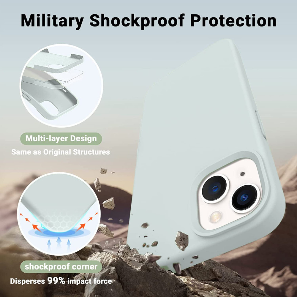 M-ved Silicone Back Case for iPhone 13, Soft-Touch Phone Back Cover for Apple iPhone 13 -grey