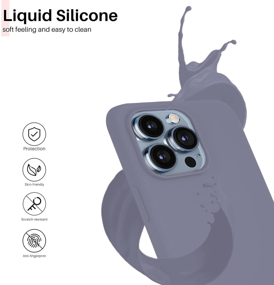 M-ved Microfiber Candy Case Compatible for iPhone 13 Pro 6.1 Inch Shockproof Slim Back Cover Liquid Silicone Case -PURPLE