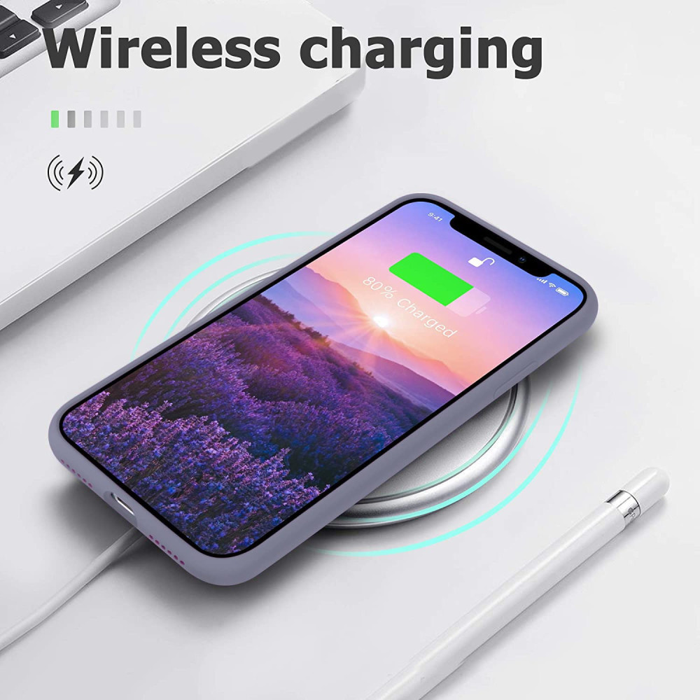 M-ved Microfiber Candy Case Compatible for iPhone 13 Pro 6.1 Inch Shockproof Slim Back Cover Liquid Silicone Case -PURPLE