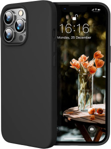 M- ved  Microfiber Candy Case Compatible for iPhone 13 Pro 6.1 Inch Shockproof Slim Back Cover Liquid Silicone Case -BLACK