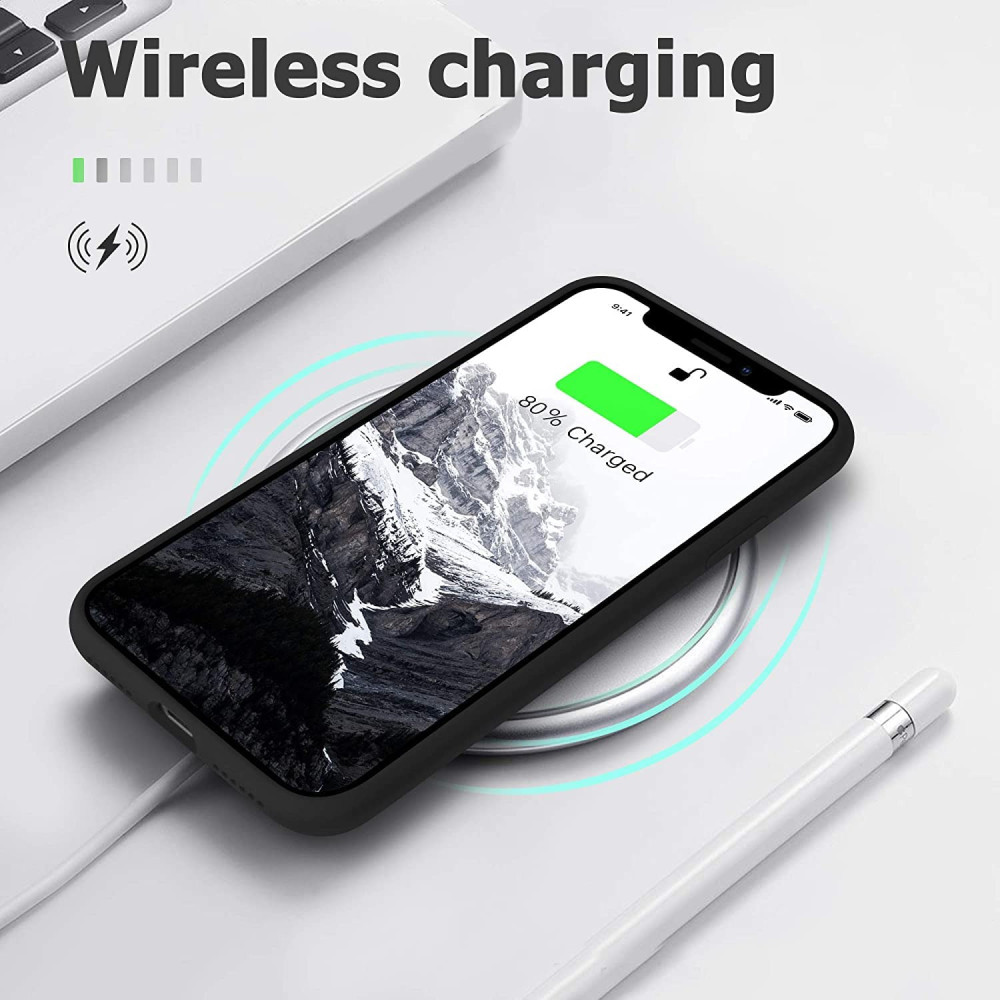 M- ved  Microfiber Candy Case Compatible for iPhone 13 Pro 6.1 Inch Shockproof Slim Back Cover Liquid Silicone Case -BLACK