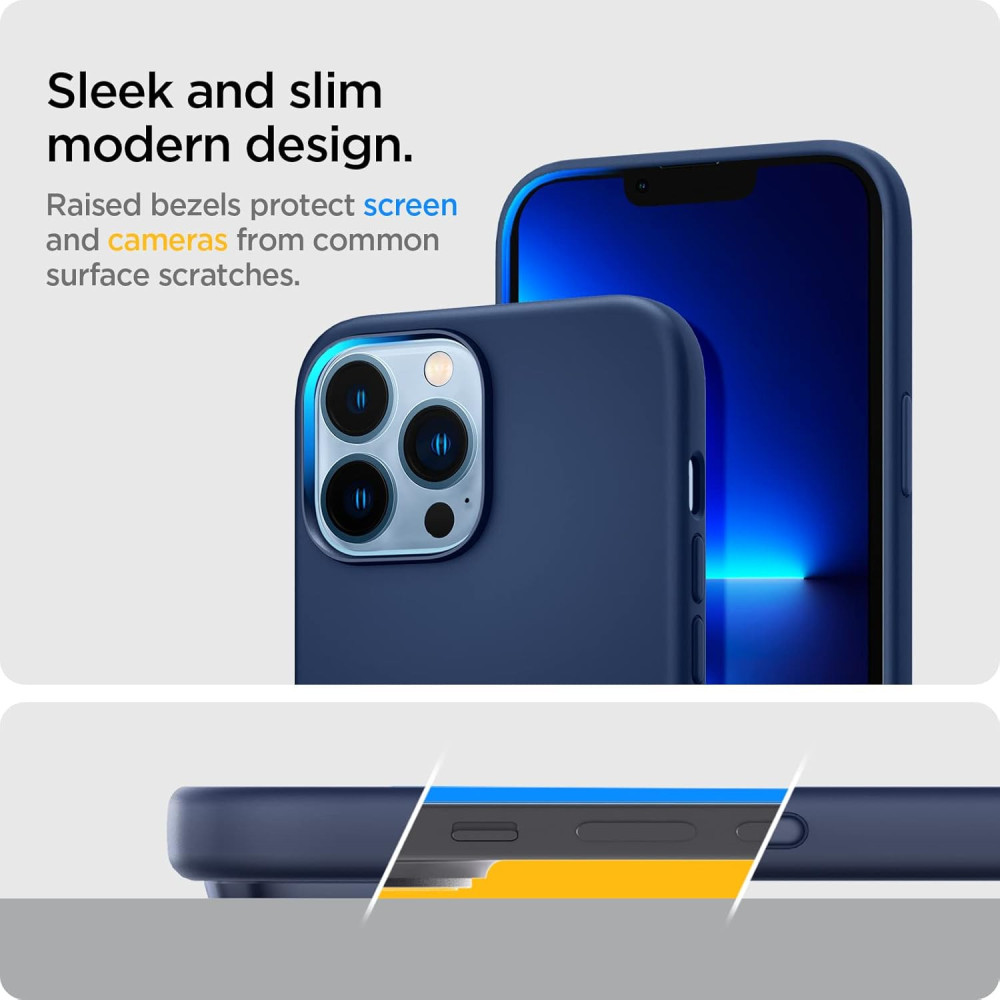 M-ved Silicone Fit Back Cover Case Compatible with iPhone 13 Pro Max -dark blue