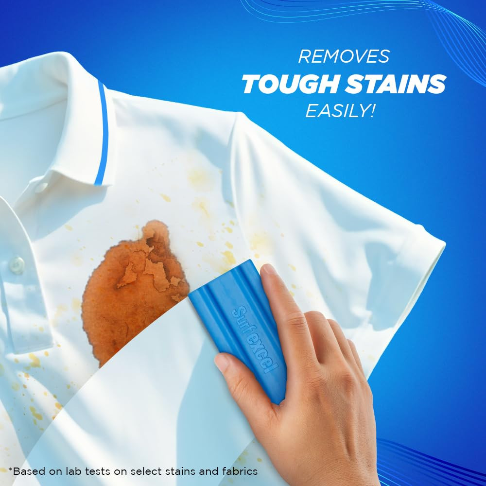 Surf Excel Detergent Bar, Laundry Detergent Bar For Clothes, Removes Tough Stains, New long lasting fragrance, 4x200 g