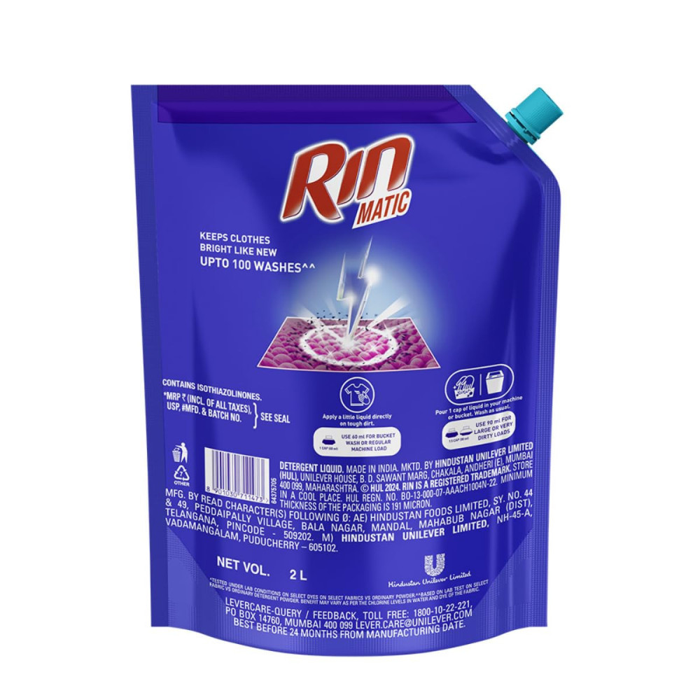 Rin Detergent Liquid 2L Pouch - Top Load