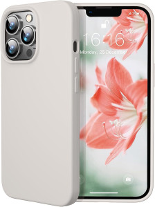 M-ved Microfiber Candy Case Compatible for iPhone 13 Pro Max, Shockproof Slim Back Cover Liquid Silicone Case-grey