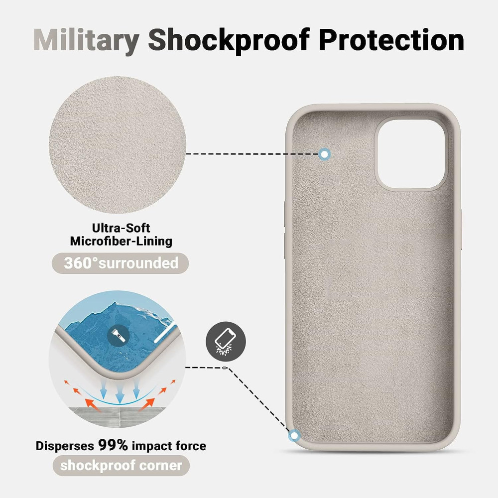 M-ved Microfiber Candy Case Compatible for iPhone 13 Pro Max, Shockproof Slim Back Cover Liquid Silicone Case-grey