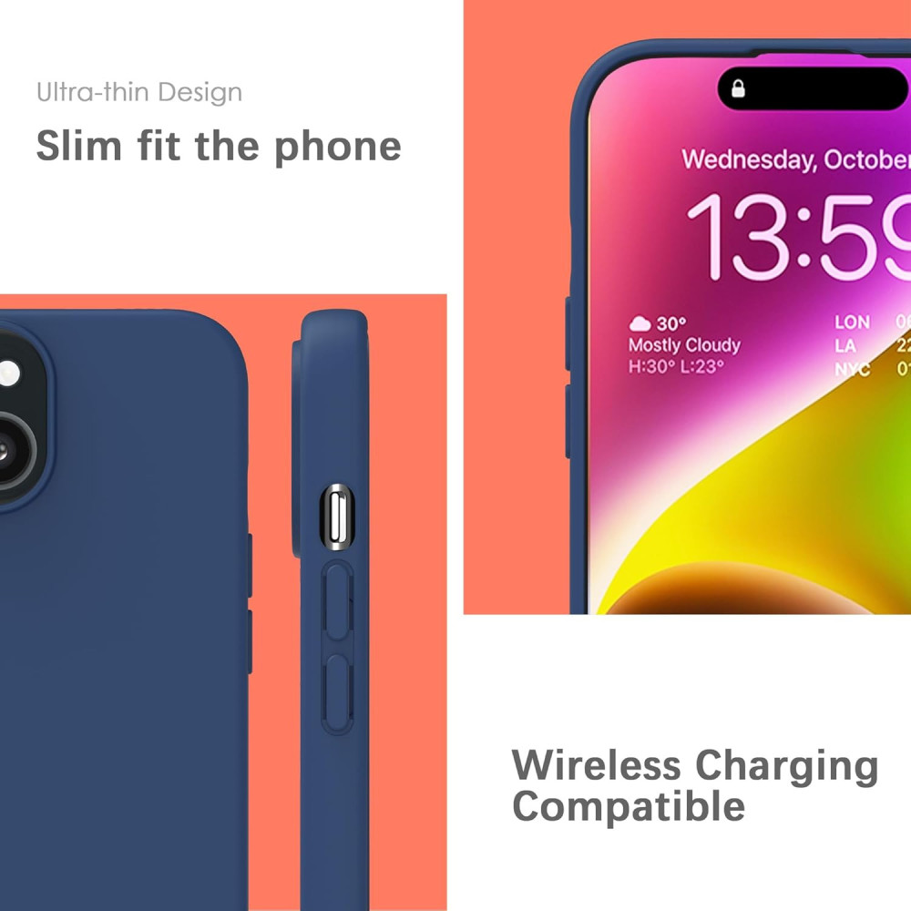 M-ved Silicone Back Case for iPhone 14, Soft-Touch Phone Back Cover for Apple iPhone 14-blue