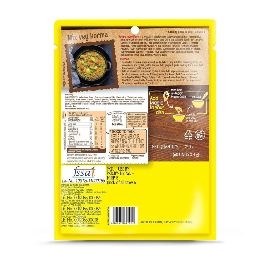 Maggi Magic Cubes, Vegetarian Seasoning, for Mix Veg