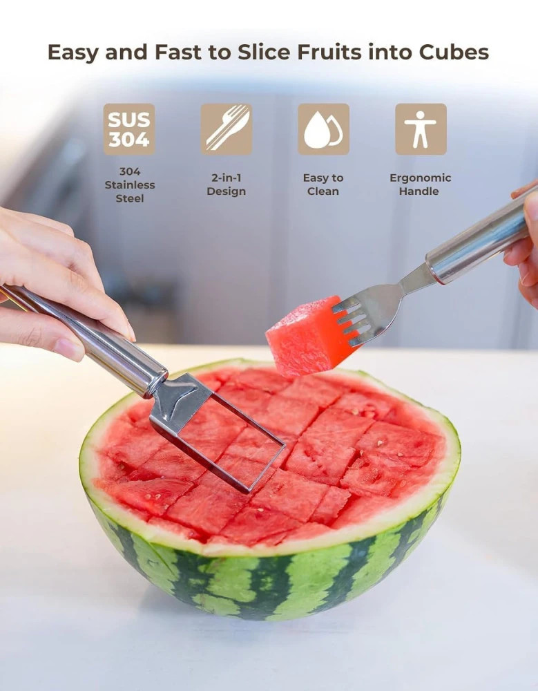 M ved 2® Pack Watermelon Fork Cutter Slicer Tool, 2-in-1