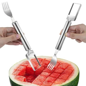 2-in-1 Watermelon Fork Slicer Cutter: Watermelon cube cutter