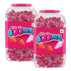 2pc Boomer Wrigley Super Bubble Gum, Strawberry jar