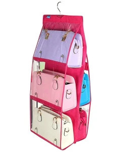 M ved 6 Pocket Large Clear Purse Handbag Hanging Storage