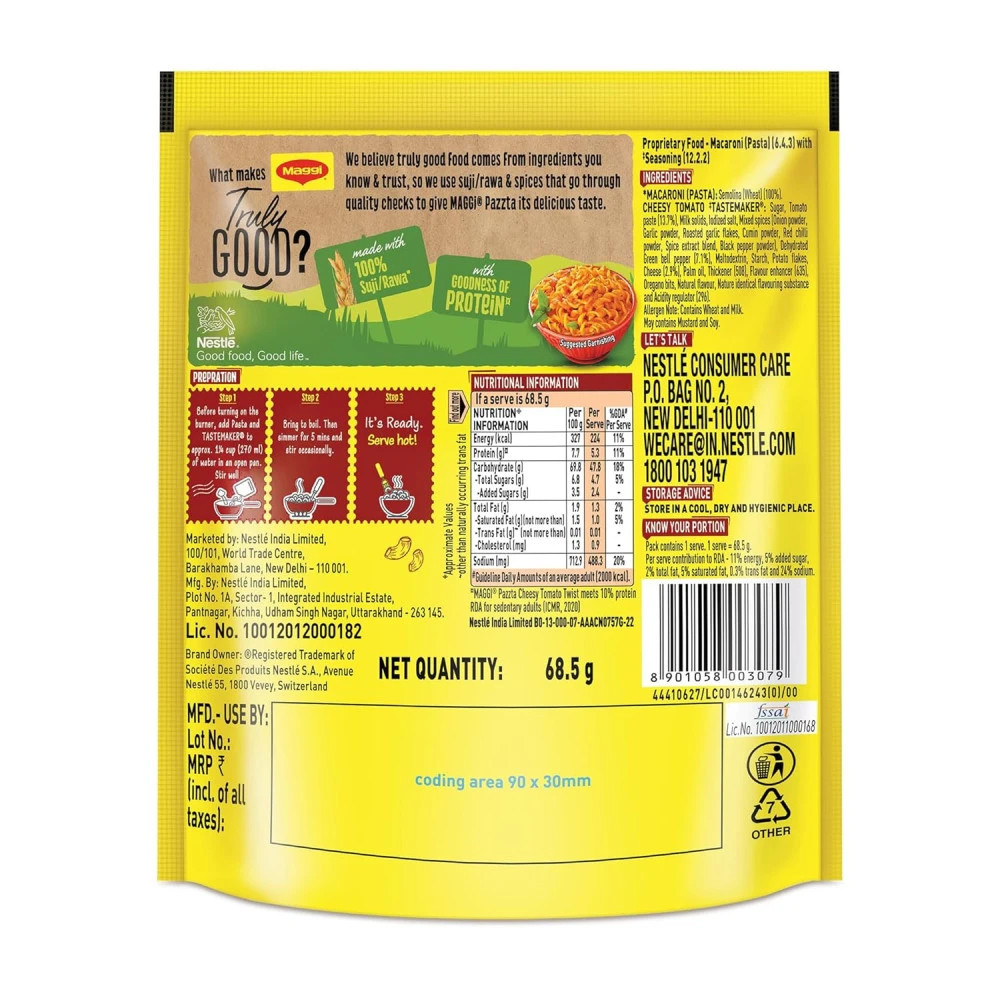 Maggi Pazzta Instant Pasta, Cheesy Tomato Twist - 64(4)