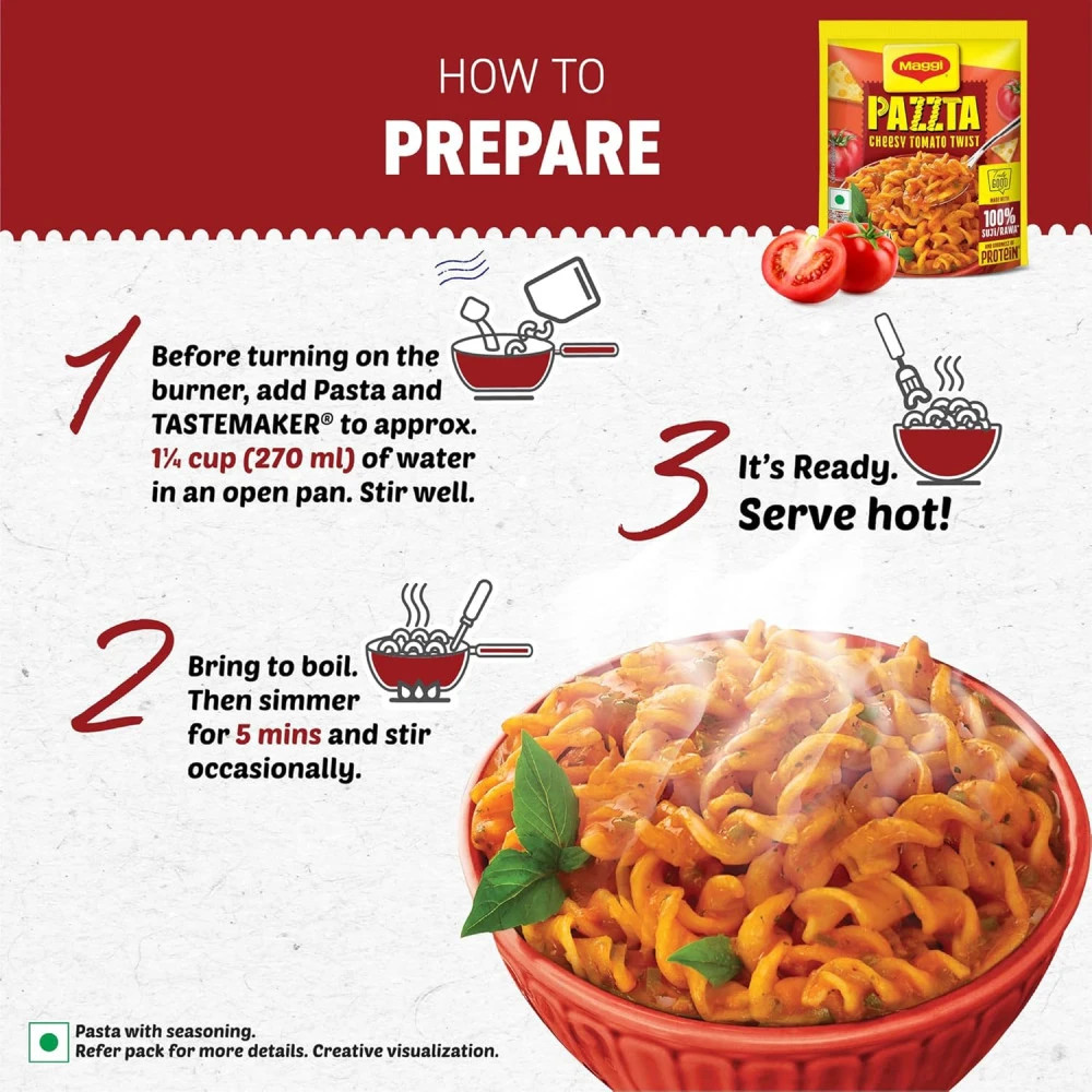 Maggi Pazzta Instant Pasta, Cheesy Tomato Twist - 64(4)