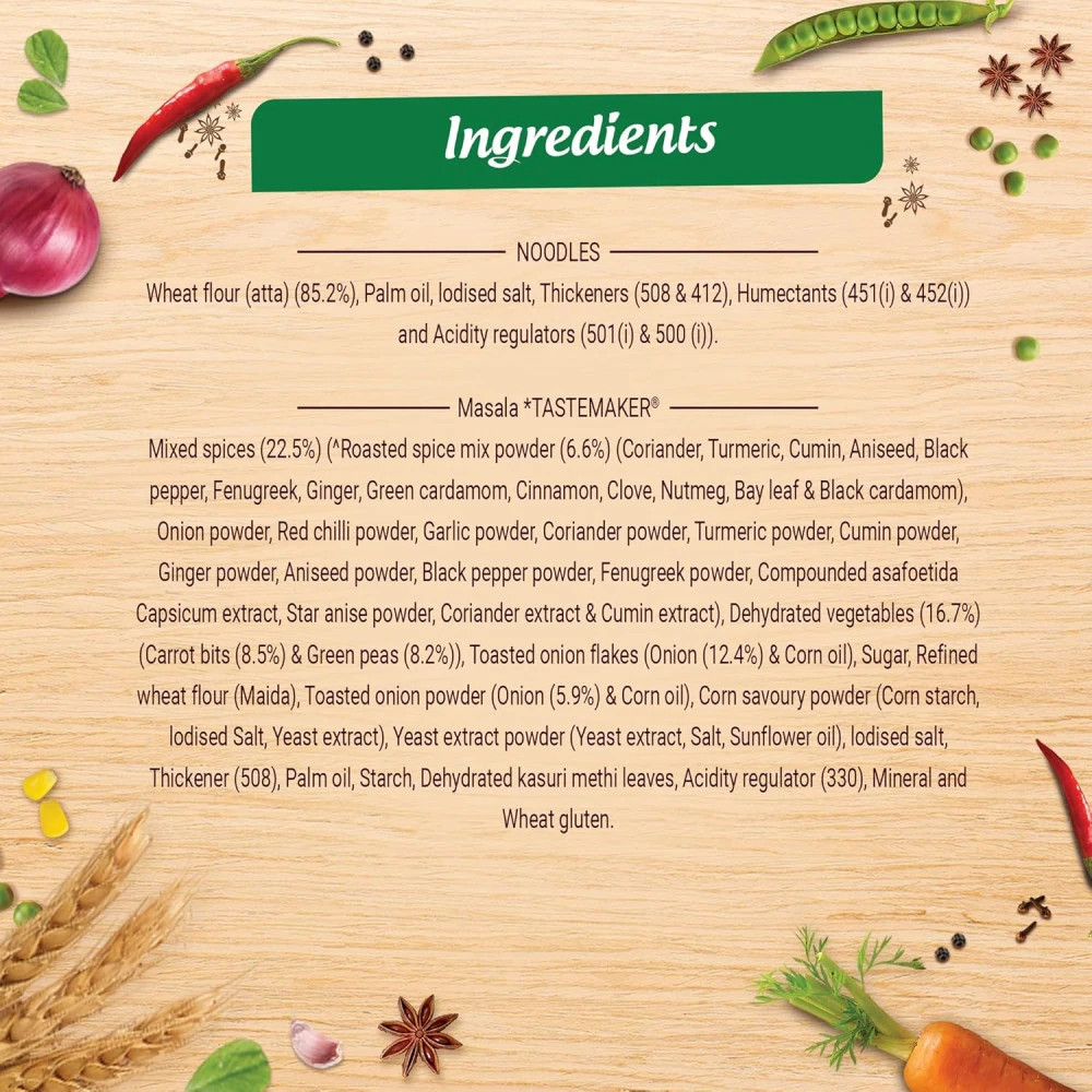 pack 10 MAGGI Masala Veg Atta Noodles|100% Atta