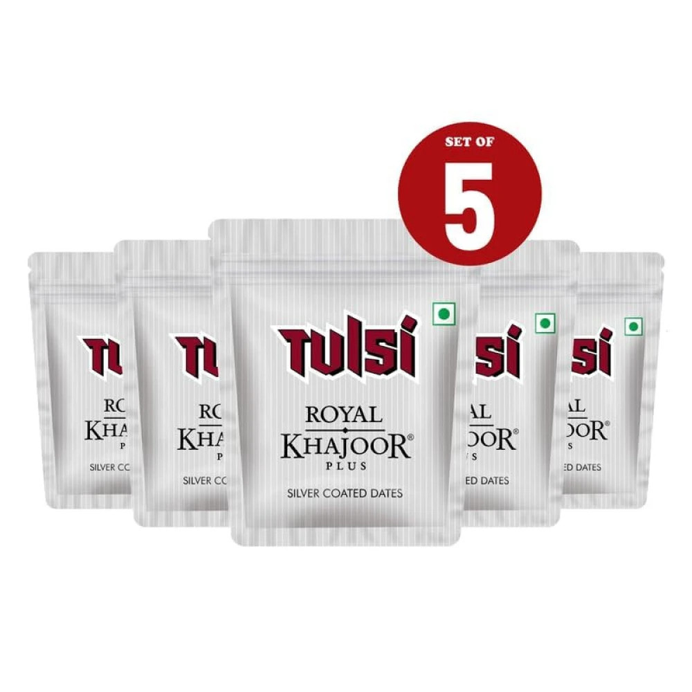 Tulsi Royal Khajoor Plus|Pack of 5 (13 Gm X 5)|Silver Coated