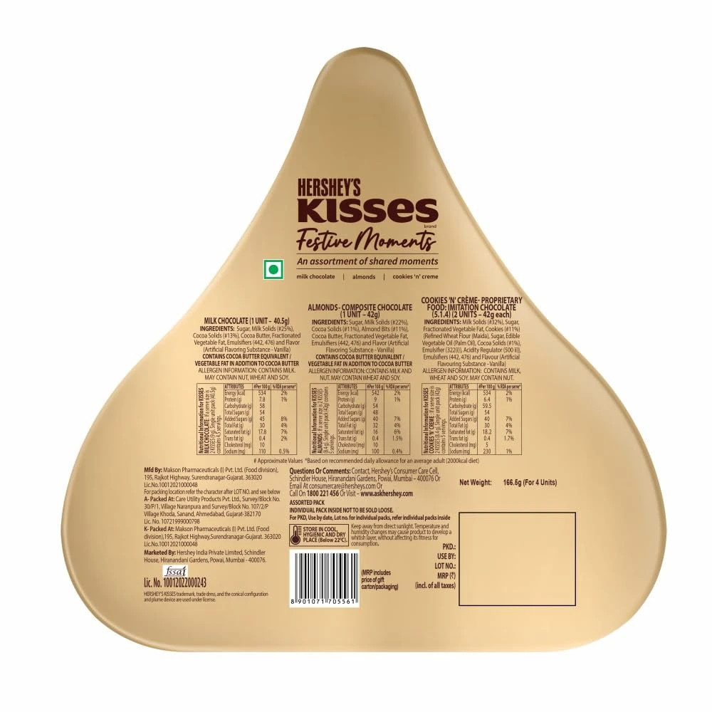 Hershey's Kisses Festive Moments Chocolate Tin Shaped Gift Pack 166.5gm