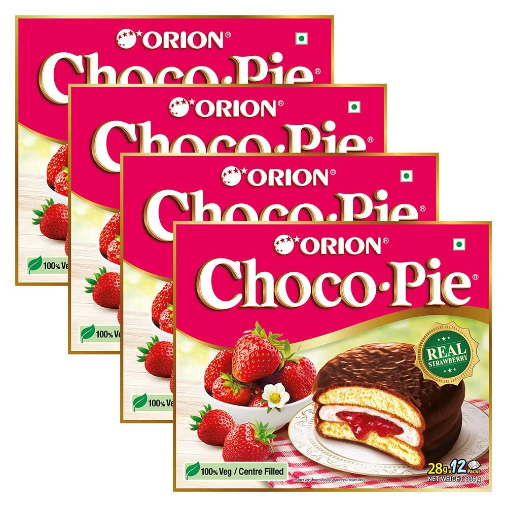 ORION Strawberry Choco Pie - 12 pies Pack * 4 Boxes