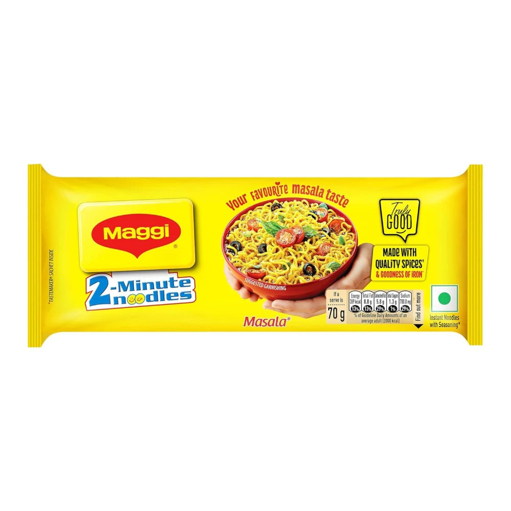 MAGGI 2-Minute Instant Noodles,Masala Noodles With Goodness Of Iron,Made With Choicest Quality Spices,Favourite Masala Taste, 280 g Pouch.PACK OF 2