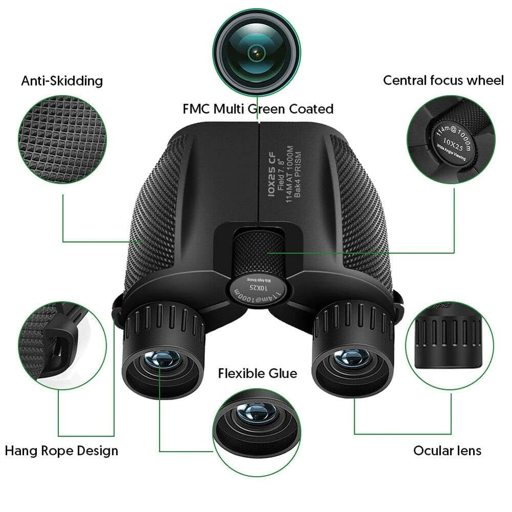 Binocular for Long Distance |10x25 HD with Bag Green