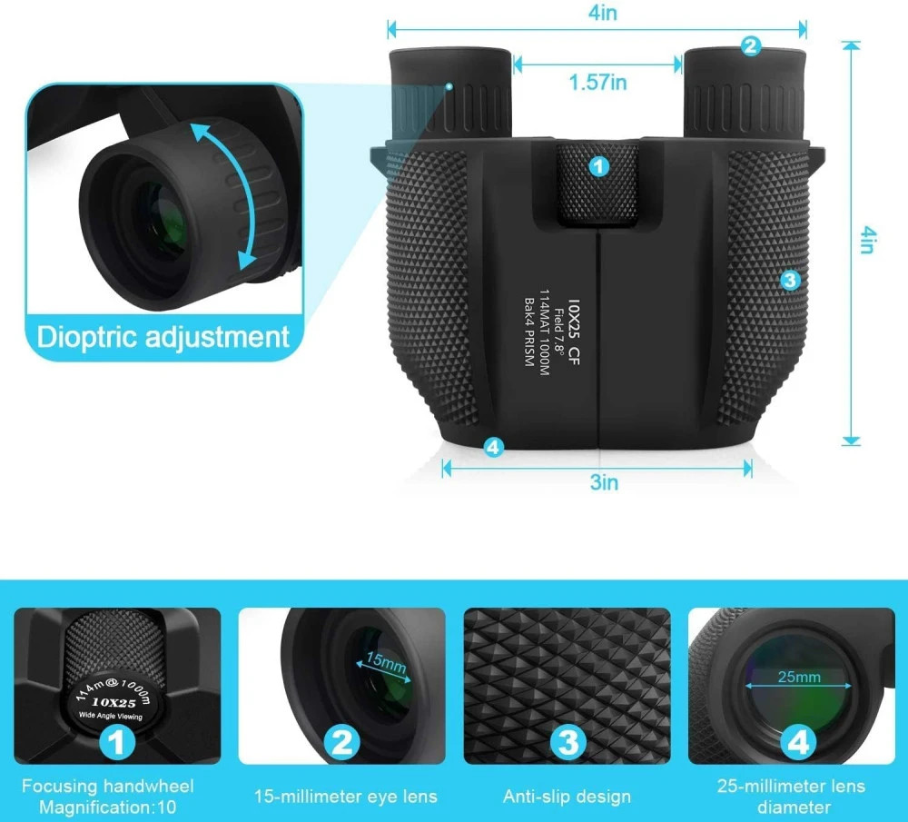 Binocular for Long Distance |10x25 HD with Bag Green