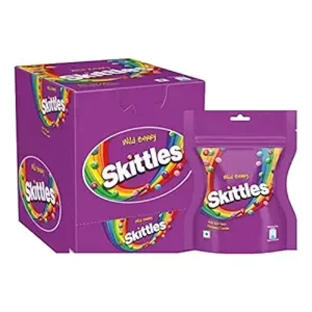 Skittles Wildberry Flavored Candies, 100 grams Pouch (Pack of 4)